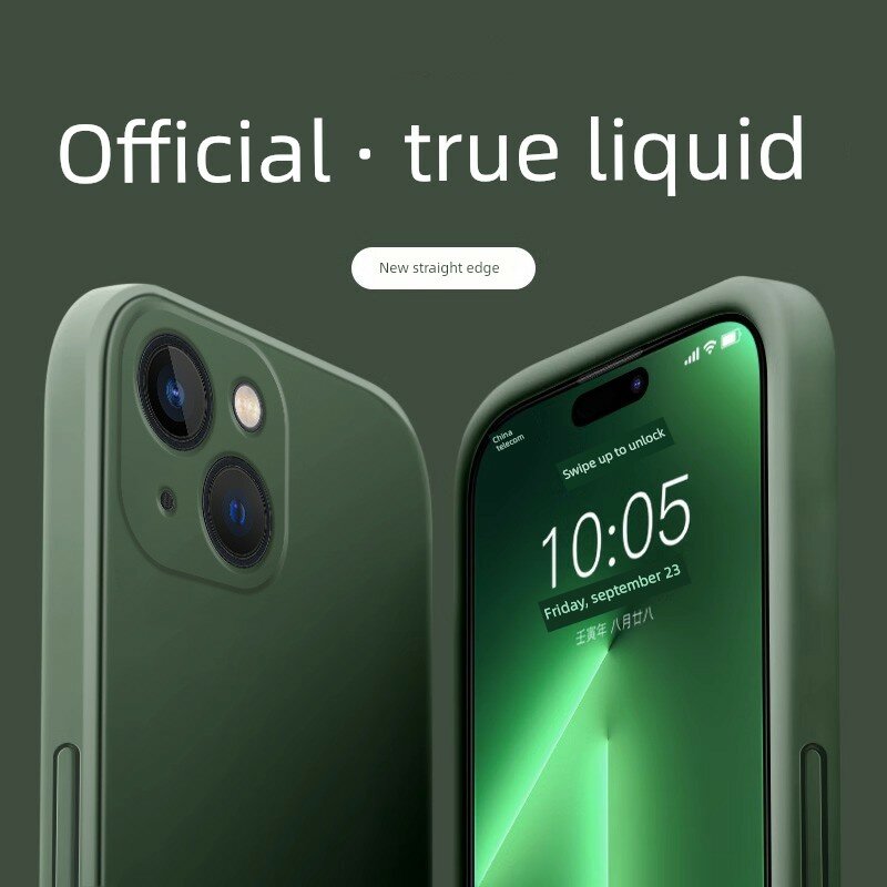 Чехол для iPhone 13 Pro из жидкого силикона, темно-зеленый, ультратонкий защитный чехол