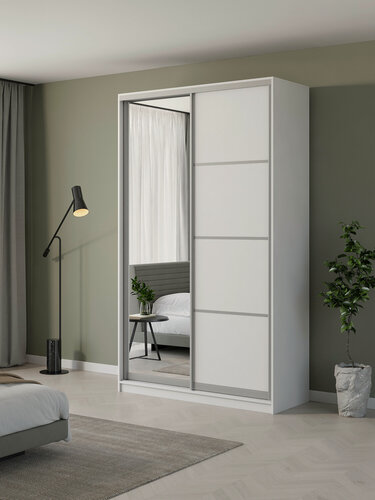 Изображение товара Шкаф купе Матэрна белый + зеркало 130х58х240 см