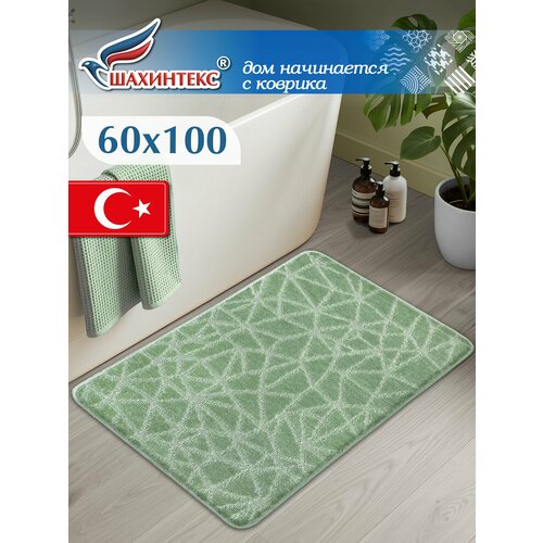 фото Коврик shahintex pp 001, 60х100 см, 100х60 смдля ванной комнаты, зеленый чай