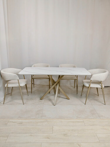 Изображение товара Стол кухонный Mesa design "Erizo 2.0", 180х90х75 см, керамогранит/металл, белый