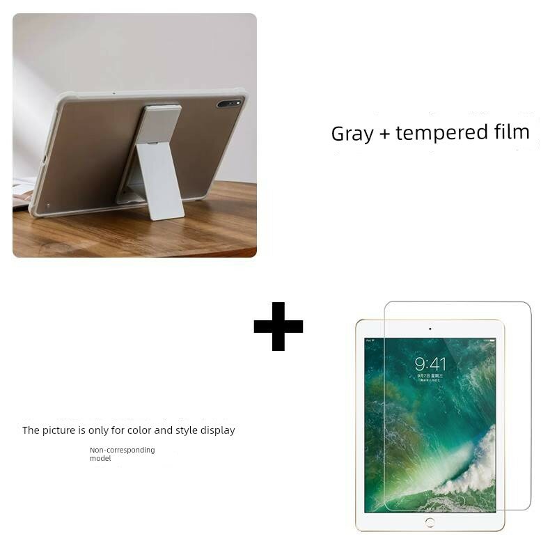Матовый противоударный чехол для Huawei MatePad Mini 8,8 дюйма с клеящимся креплением и закаленным стеклом, серый