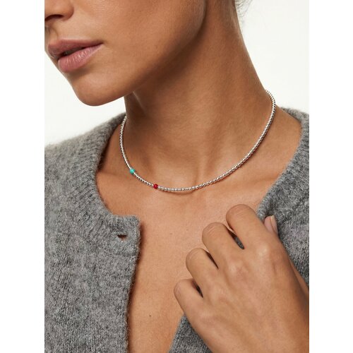 фото Колье lu jewel, серебро, 925 проба, коралл, длина 34 см., серебристый