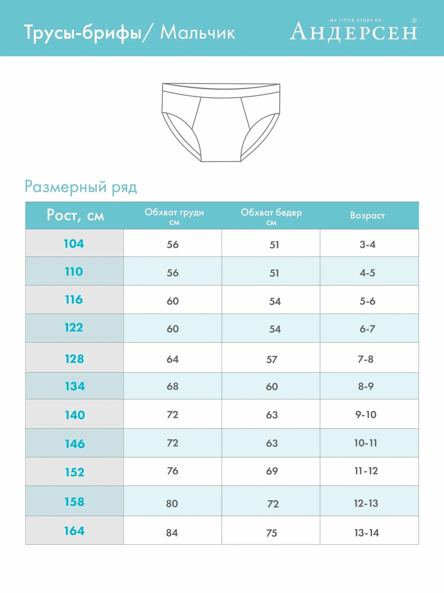 Трусы Андерсен, размер 134, разноцветный/серый — фото 1