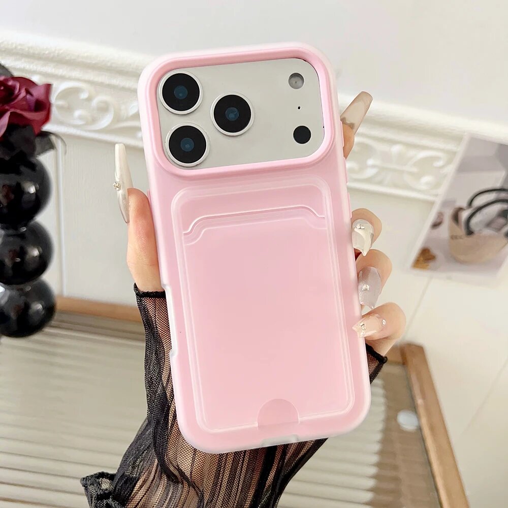 Розовый чехол для iPhone 12 Pro Max с карманом