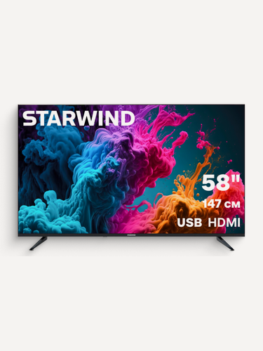 Изображение товара Телевизор Starwind SW-LED58UG401 58" LED, 4K Ultra HD, стальной, смарт ТВ, YaOS