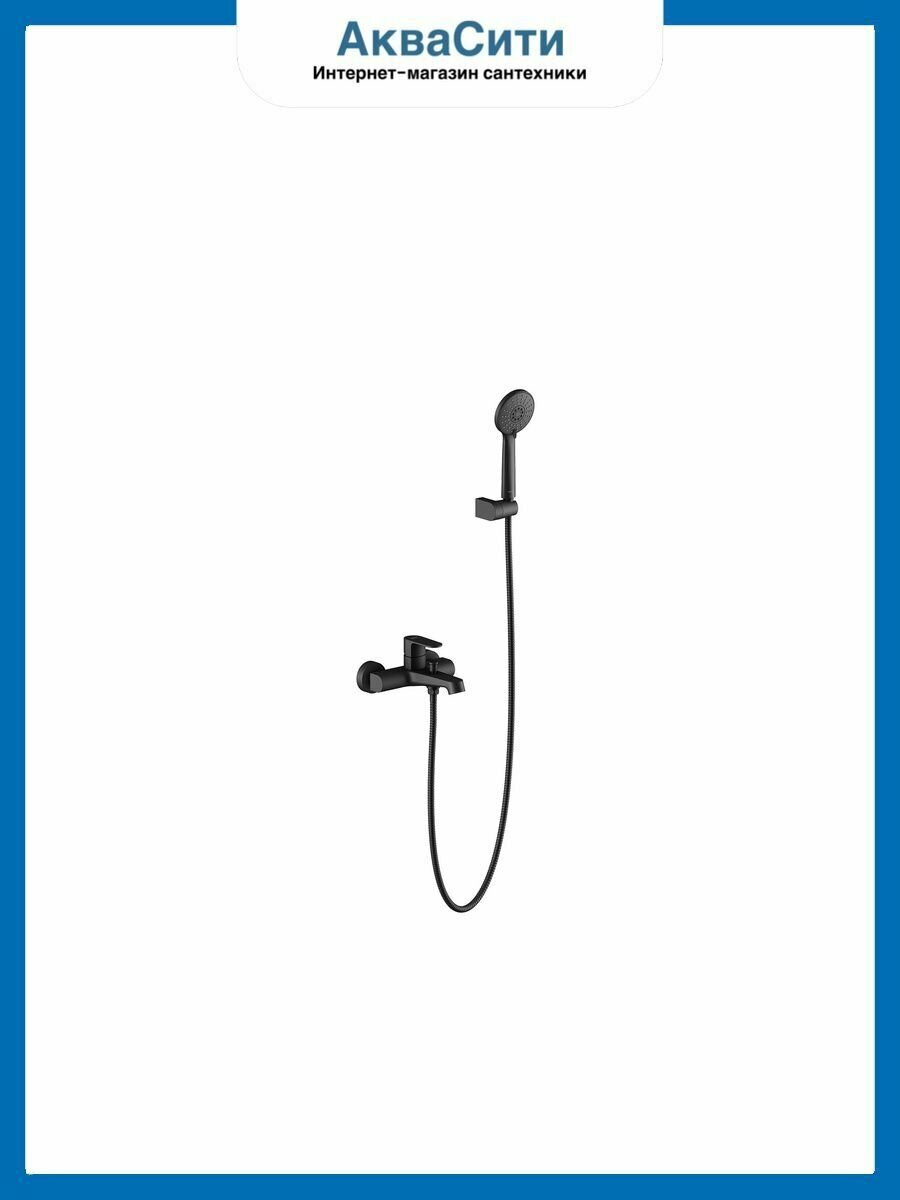 Смеситель для ванны с душевым набором Aquatek, матовый черный AQ1249MB оберон