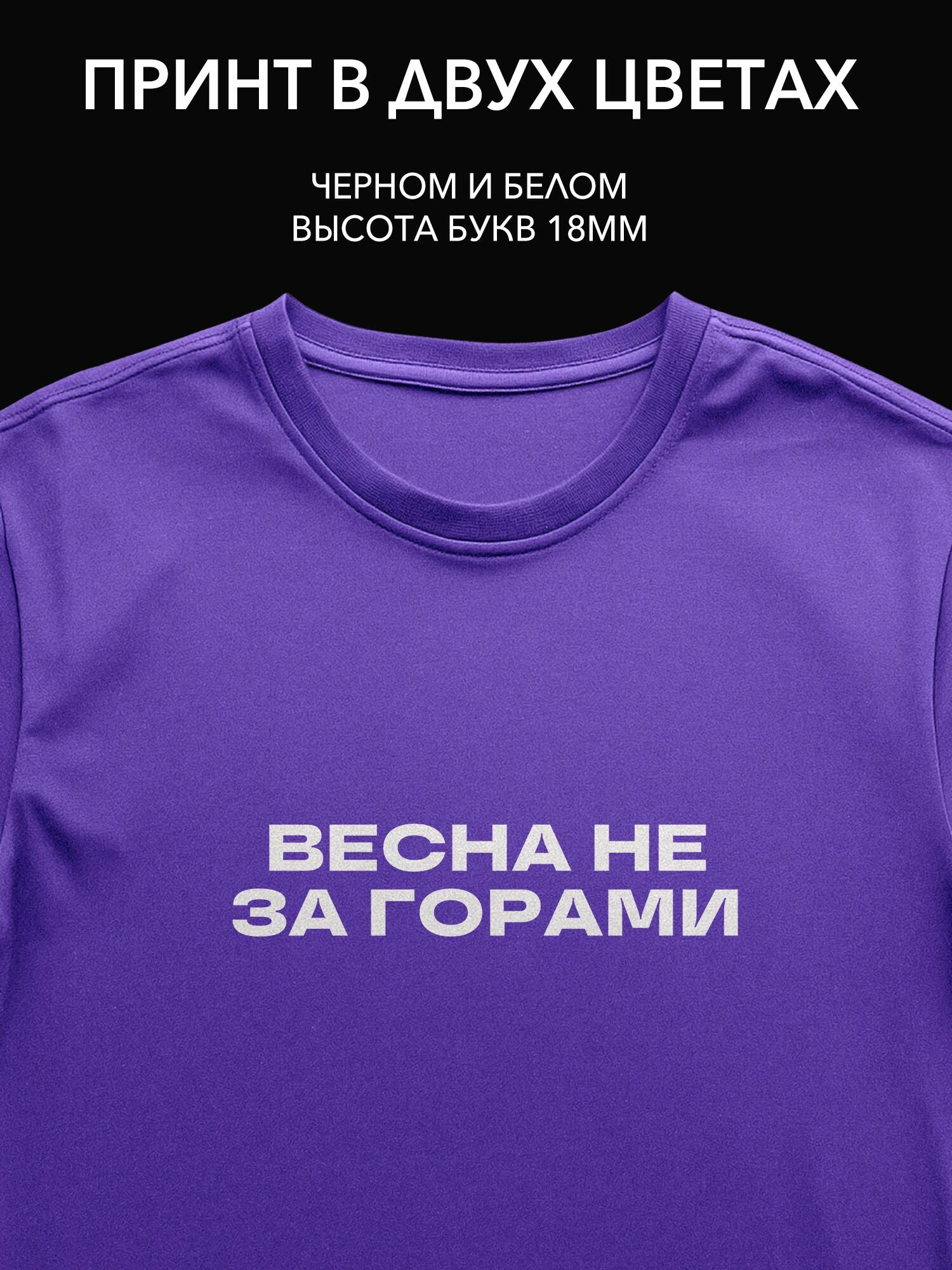 Термопринт надпись на одежду "Весна не за горами" для фестивалей и парковых прогулок
