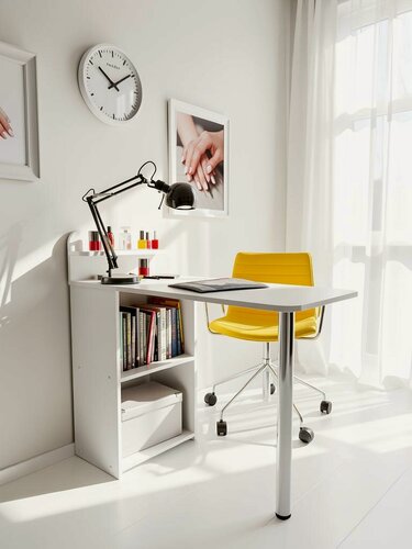 Изображение товара Маникюрный стол белый открытые полки 91х101х45 см