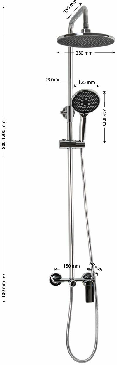 Душевая система магнус ART8477 ЦАМ Хром