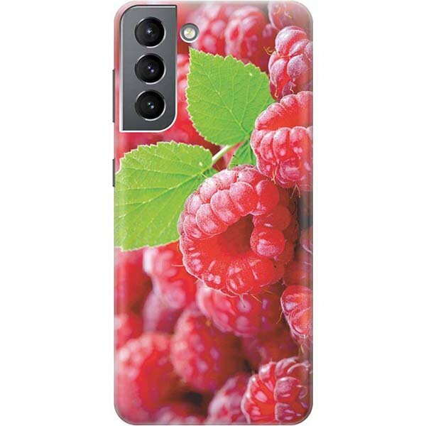 Ультратонкий силиконовый чехол-накладка для Samsung Galaxy S21 с принтом "Малинка"