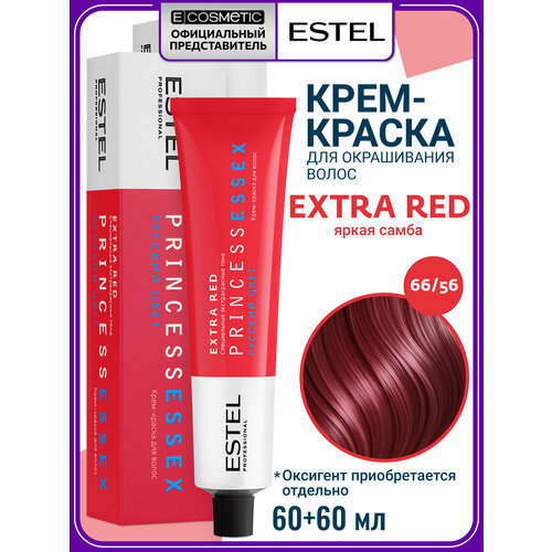 фото Профессиональная краска для волос estel professional princess essex extra red 66.56 яркая самба 60 мл - 2 шт