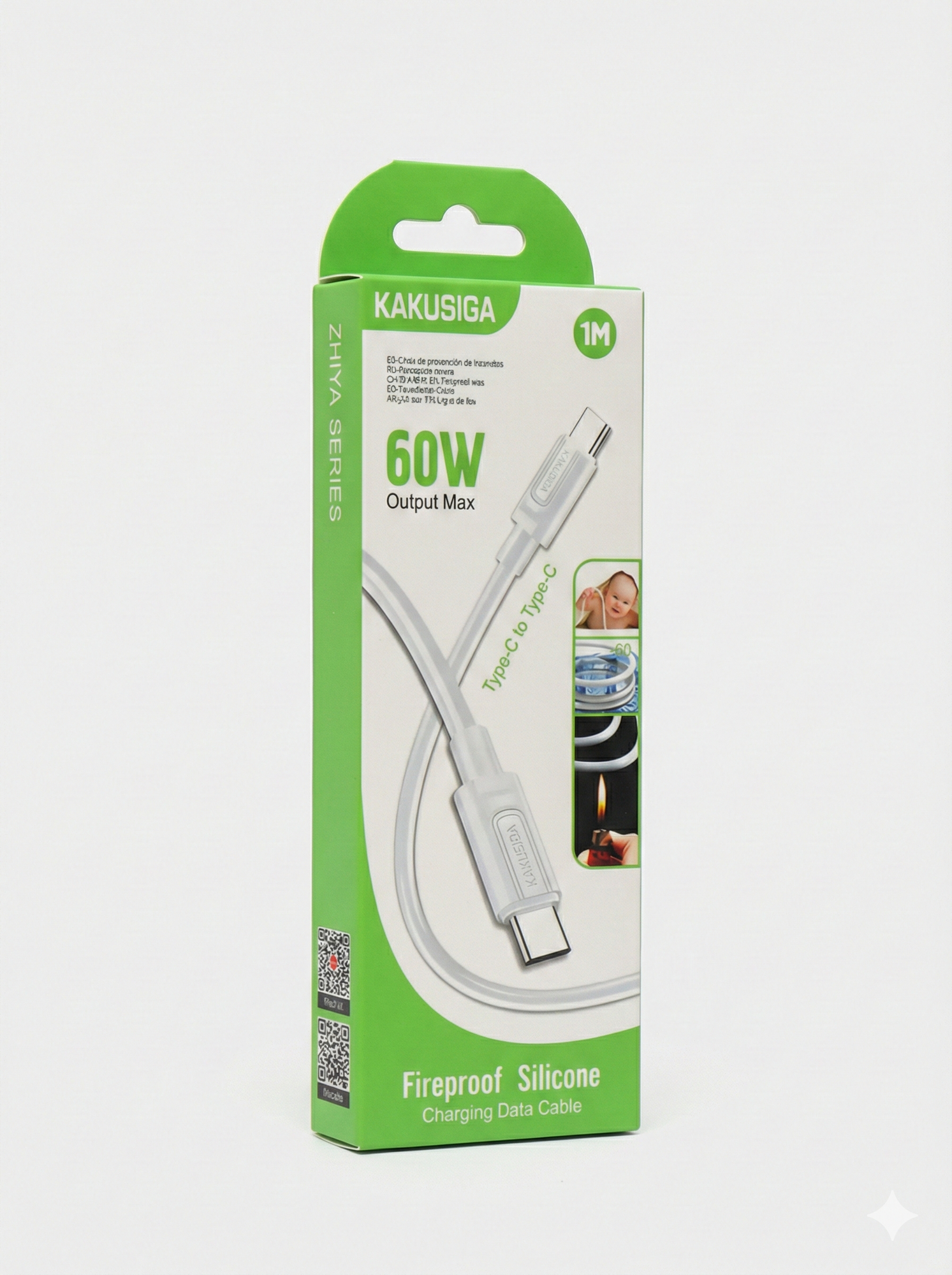 Универсальный USB-C кабель KAKUSIGA KSC-963, Type-C на Type-C, 1.2м, белый — фото 1