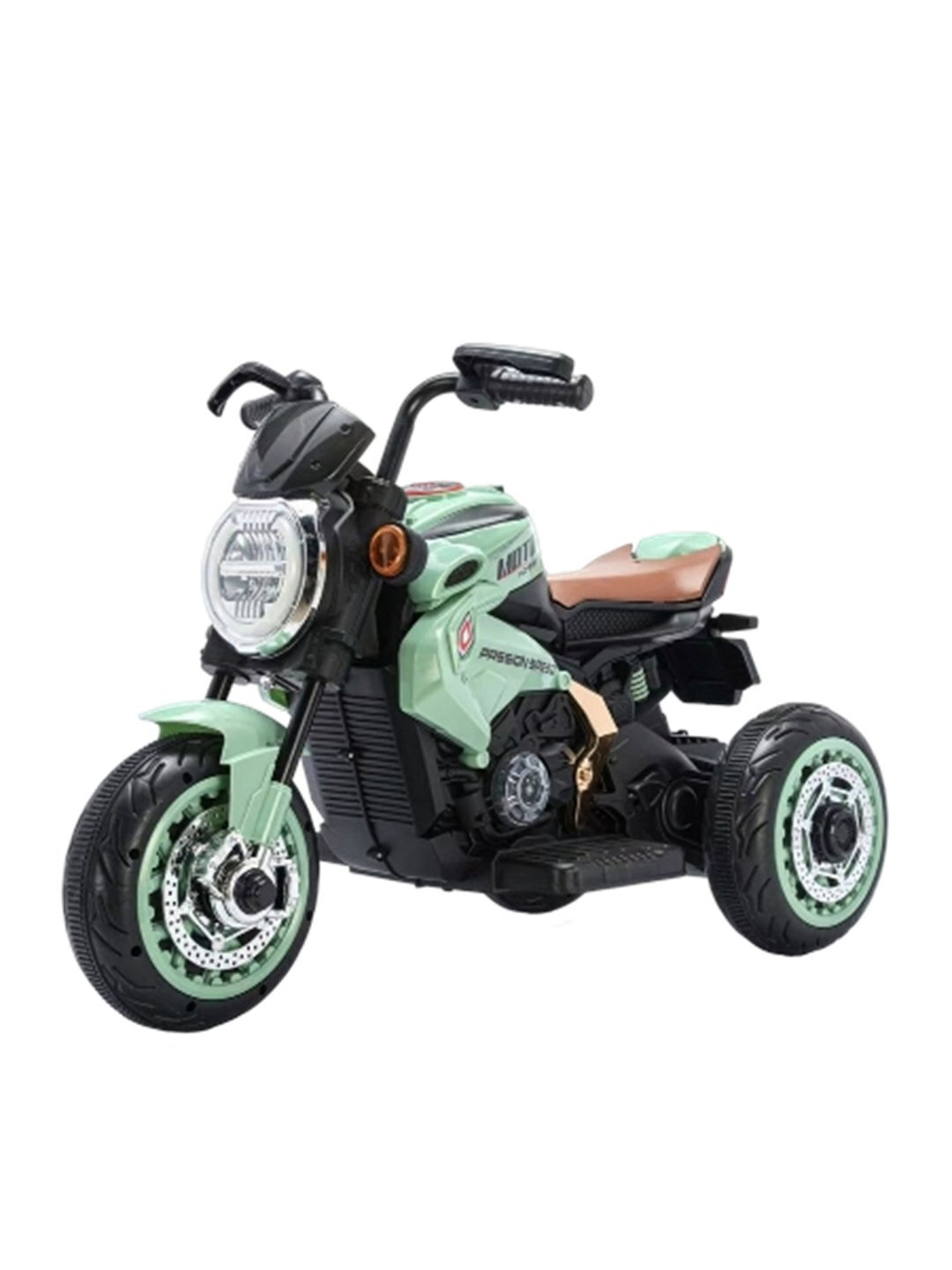 Электромотоцикл, для детей, от 2-5 лет, на аккумуляторе, 5км/ч, зеленый, мятный