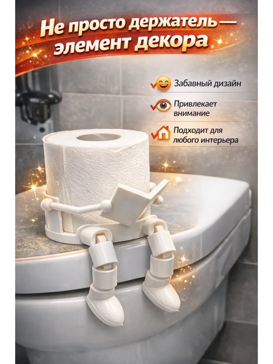 Держатель Рулона Туалетной Бумаги Читатель с подвижными ножками — фото 1