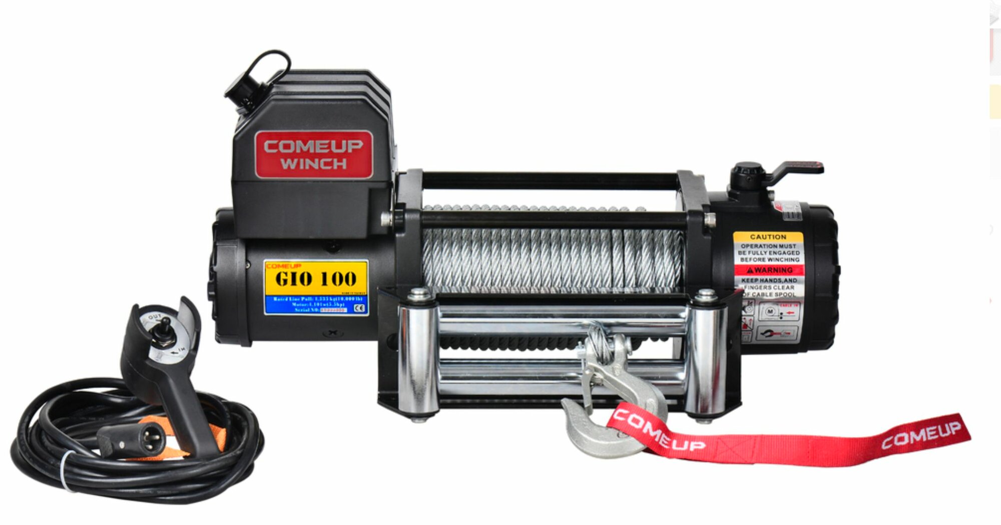 Лебедка электрическая ComeUP 10000lbs (4535 кг) стальной трос + пульт ДУ. ComeUp GIO 100 12V STD.