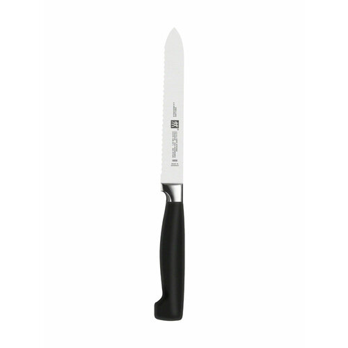фото Универсальный нож zwilling four star, 13см, сталь, серрейторная заточка, чёрный