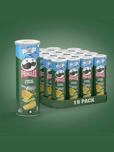 Изображение товара Картофельные чипсы Pringles Сыр и Лук, 165 гр, 19 шт