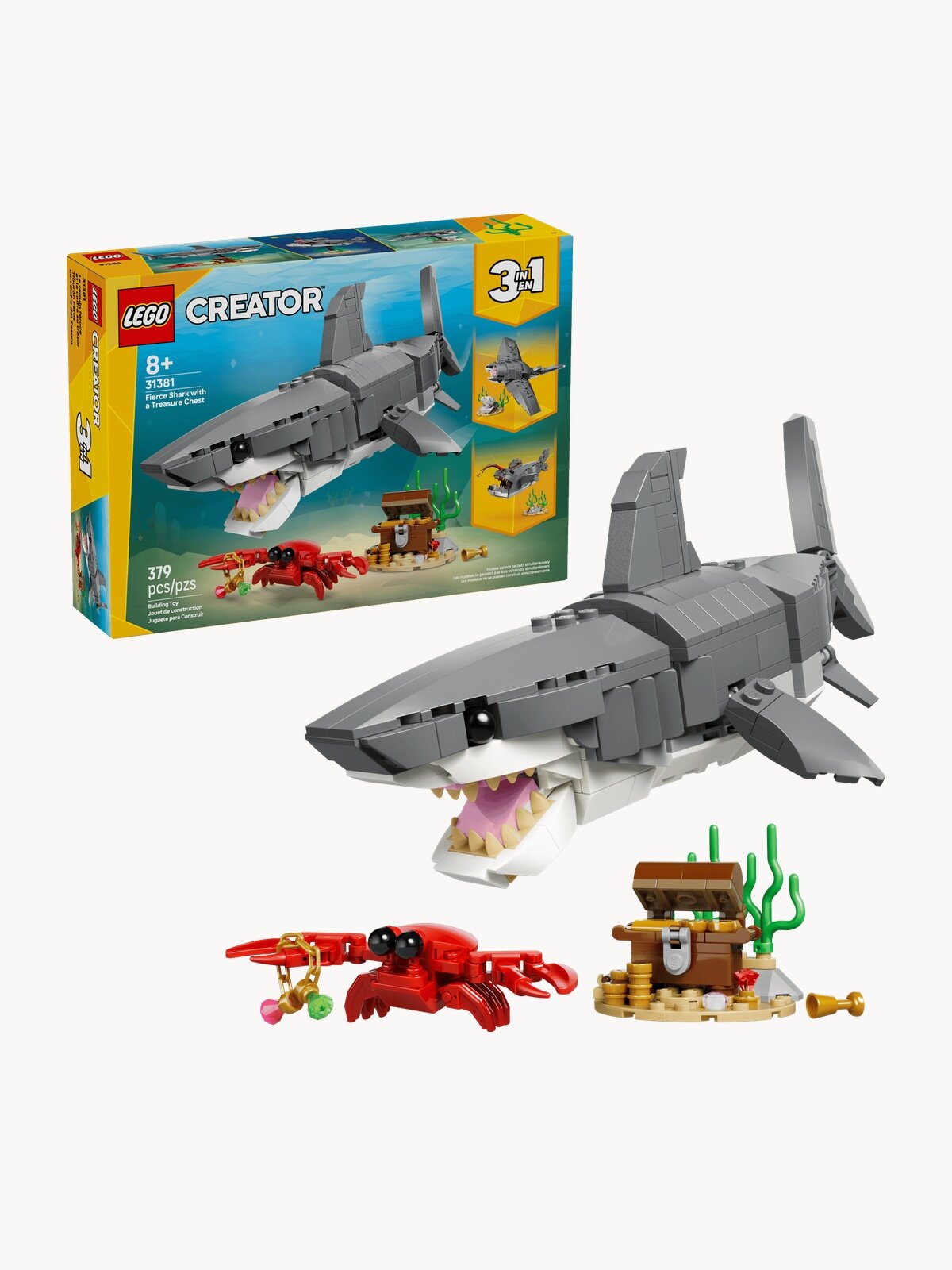 Конструктор LEGO Creator 31381 Свирепая акула с сундуком сокровищ 3 в 1, 379 дет.