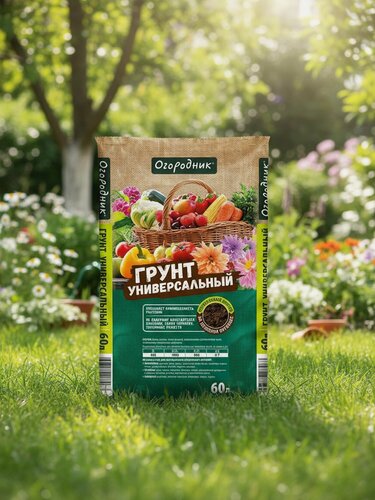 Изображение товара Грунт универсальный Огородник 60 л для посадки растений, обогащения почвы и повышения урожайности на даче и в саду