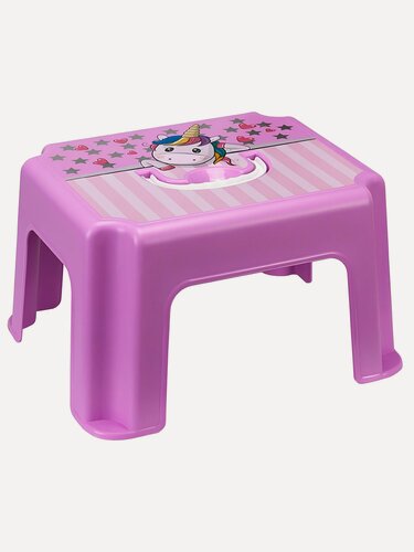 Изображение товара Табурет детский пластиковый Idea Единорог 26х31х19 см с ручкой М 2290 для дома и детской комнаты