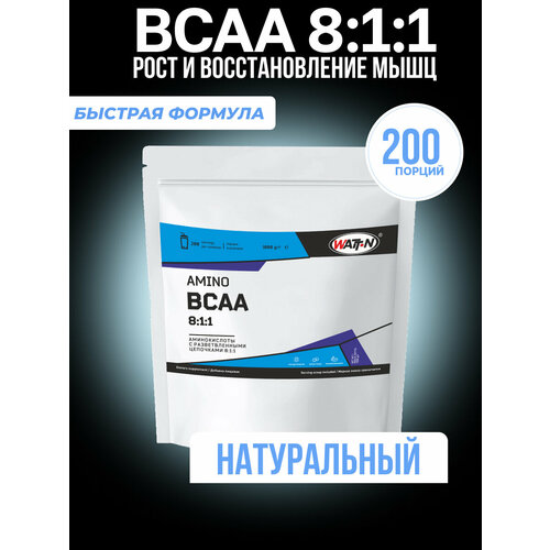 Аминокислоты WATT NUTRITION BCAA 8:1:1 быстрорастворимые, вкус Натуральный (горький), 1 кг.