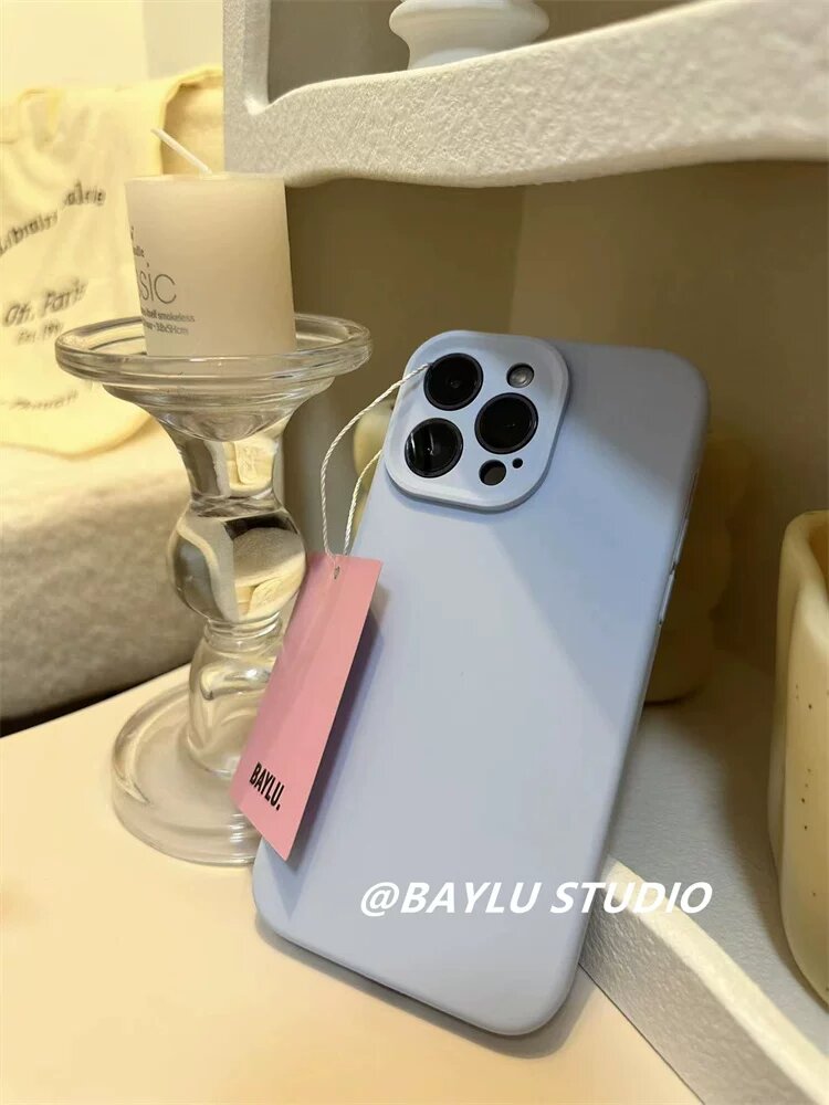 Чехол из жидкой силикона для iPhone 16 Plus с точными отверстиями, детский синий