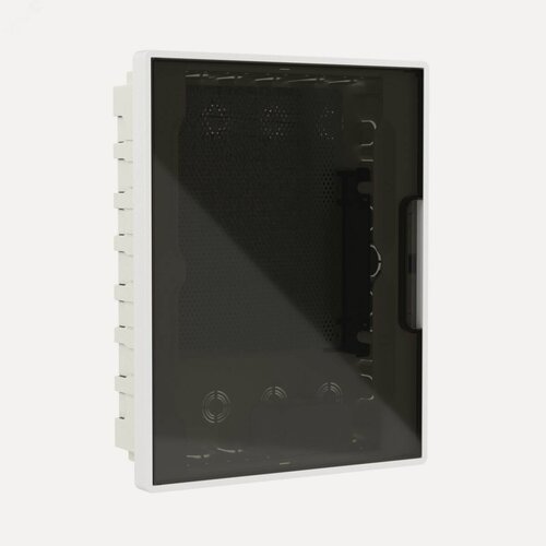 Изображение товара Щиток cлаботочный 24мод встраиваемый Фрейм (FRAME), белый, с тонир дверцей, с 4 шинами