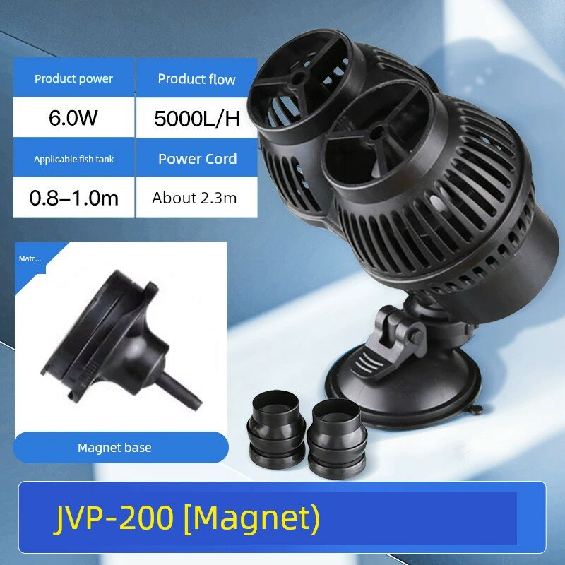 6Вт двухголовочный волновой насос для аквариума JVP-200 с магнитной присоской, тихий подводный поток
