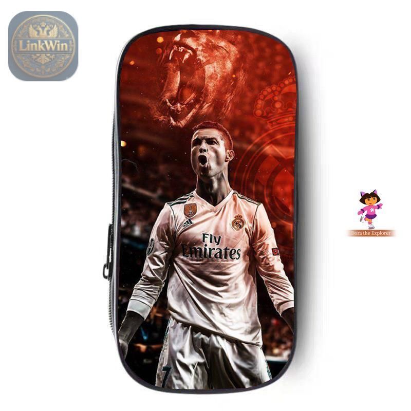 Пенал школьный (Криштиану Роналду) (Cristiano Ronaldo), холщовый, на молнии, с принтом, для начальной и средней школы