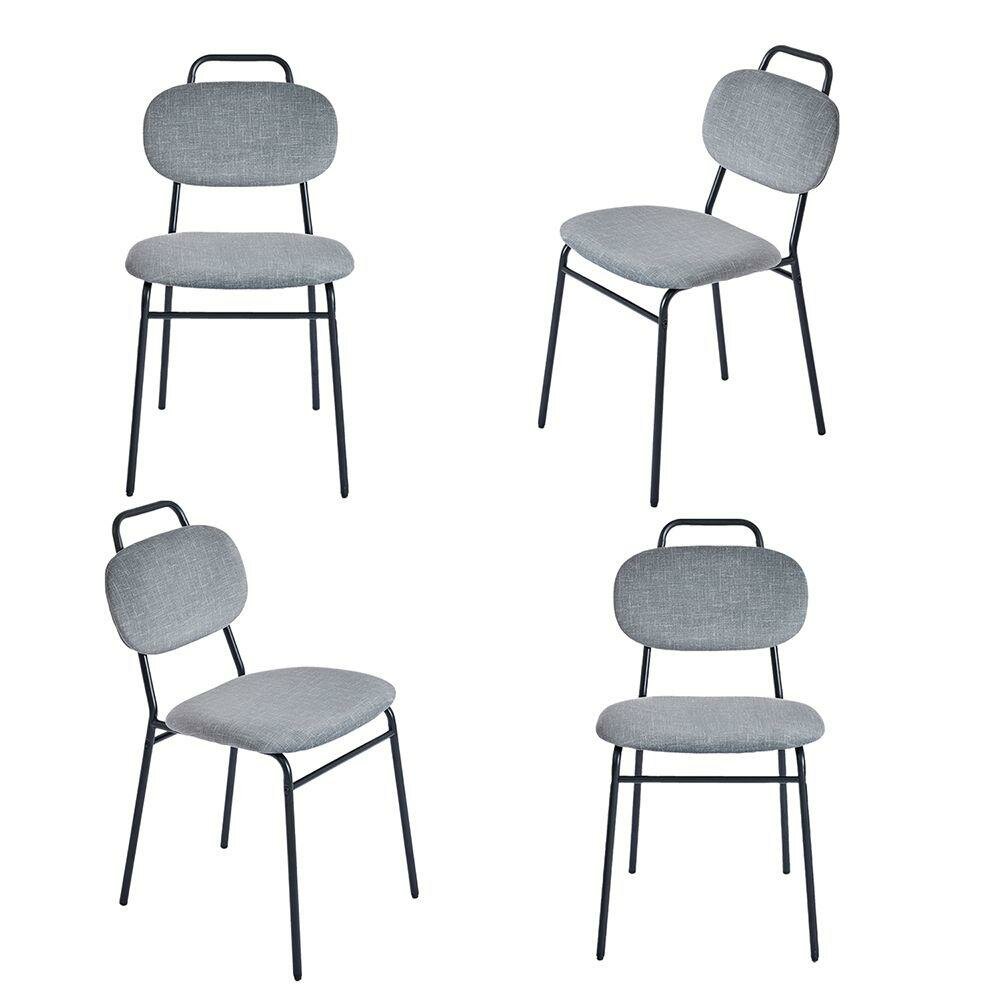 Стул Bradexhome Комплект из 4-х стульев MOLLY разборный черный каркас серое сиденье арт. FR 1067K