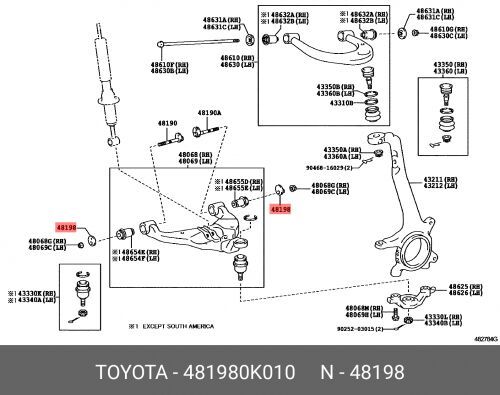 Шайба эксцентриковая нижнего FR FORTUNER/HILUX 05- 48198-0K010 ORG