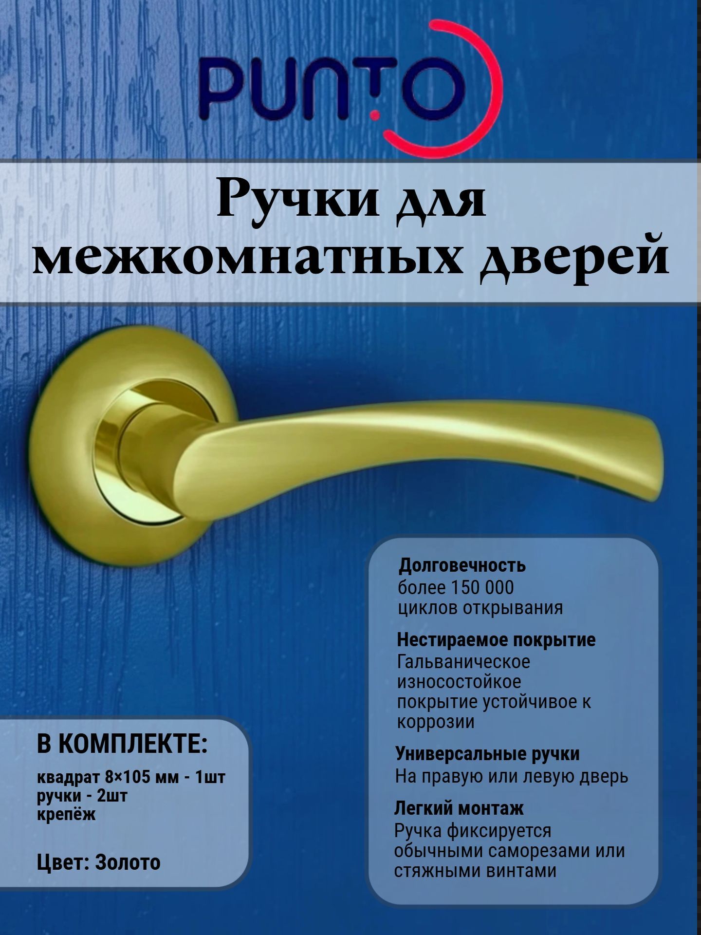 Ручка для межкомнатной двери Crona золото