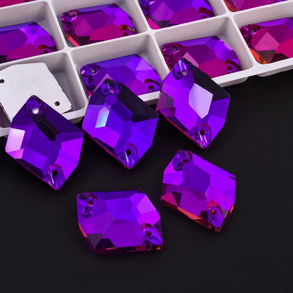 Oleeya стеклянные стразы фиолетовые 9x12mm 28pcs