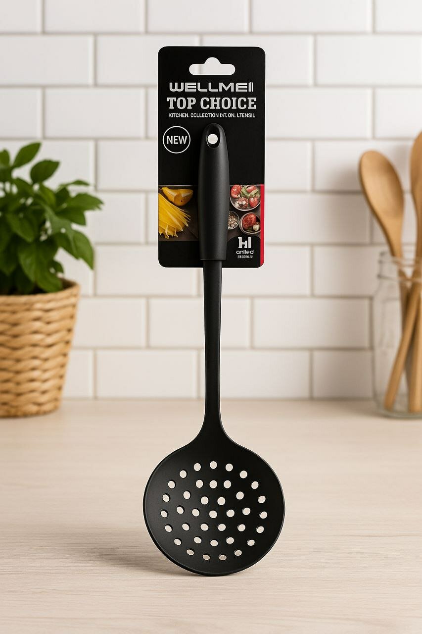 Нейлоновая шумовка для кухни. Шумовка из нейлона, устойчивого к высоким температурам 32 см .