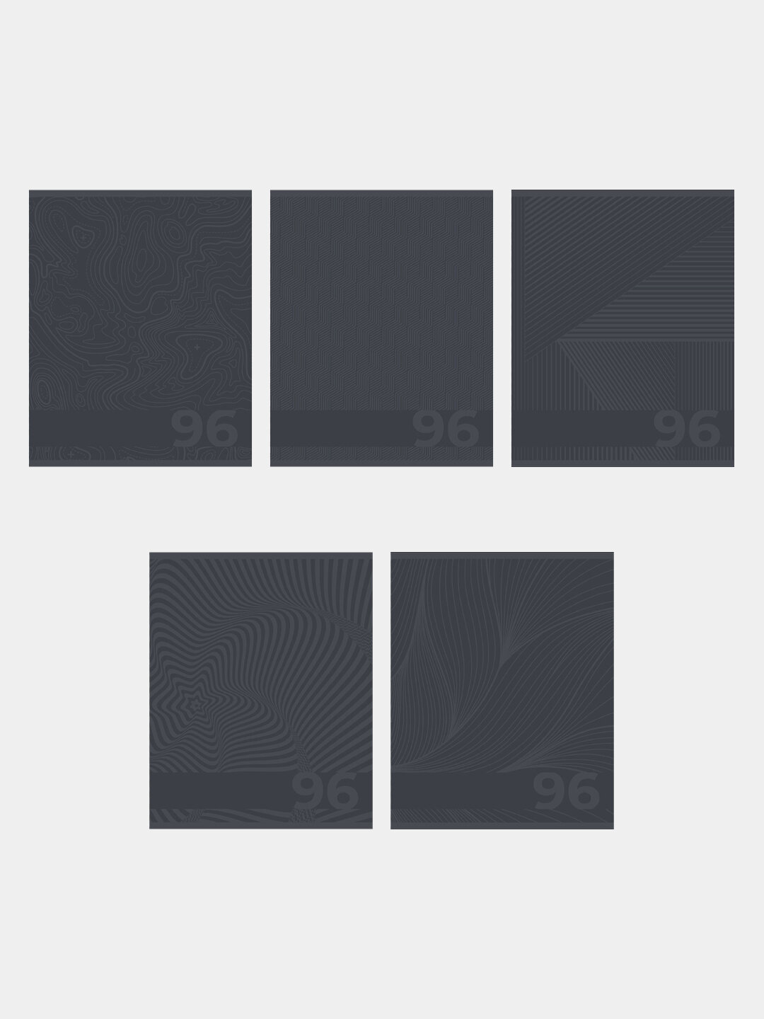 Тетрадь, А5, 96 листов, клетка, Графит, 5 шт