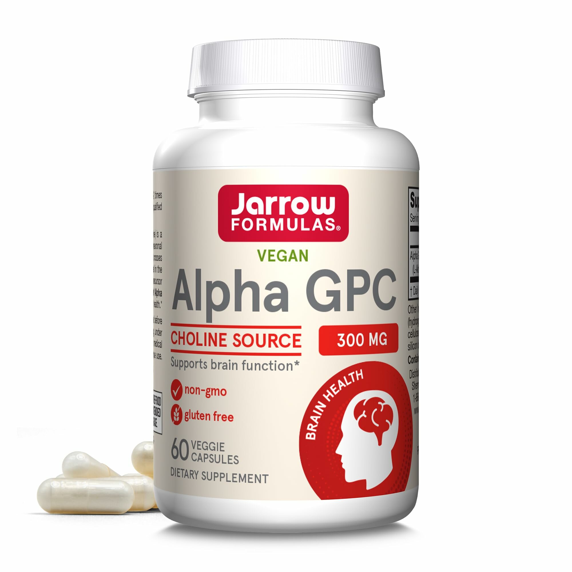 Jarrow Alpha GPC 300 mg N60 — ноотроп для поддержки памяти, концентрации и когнитивных функций