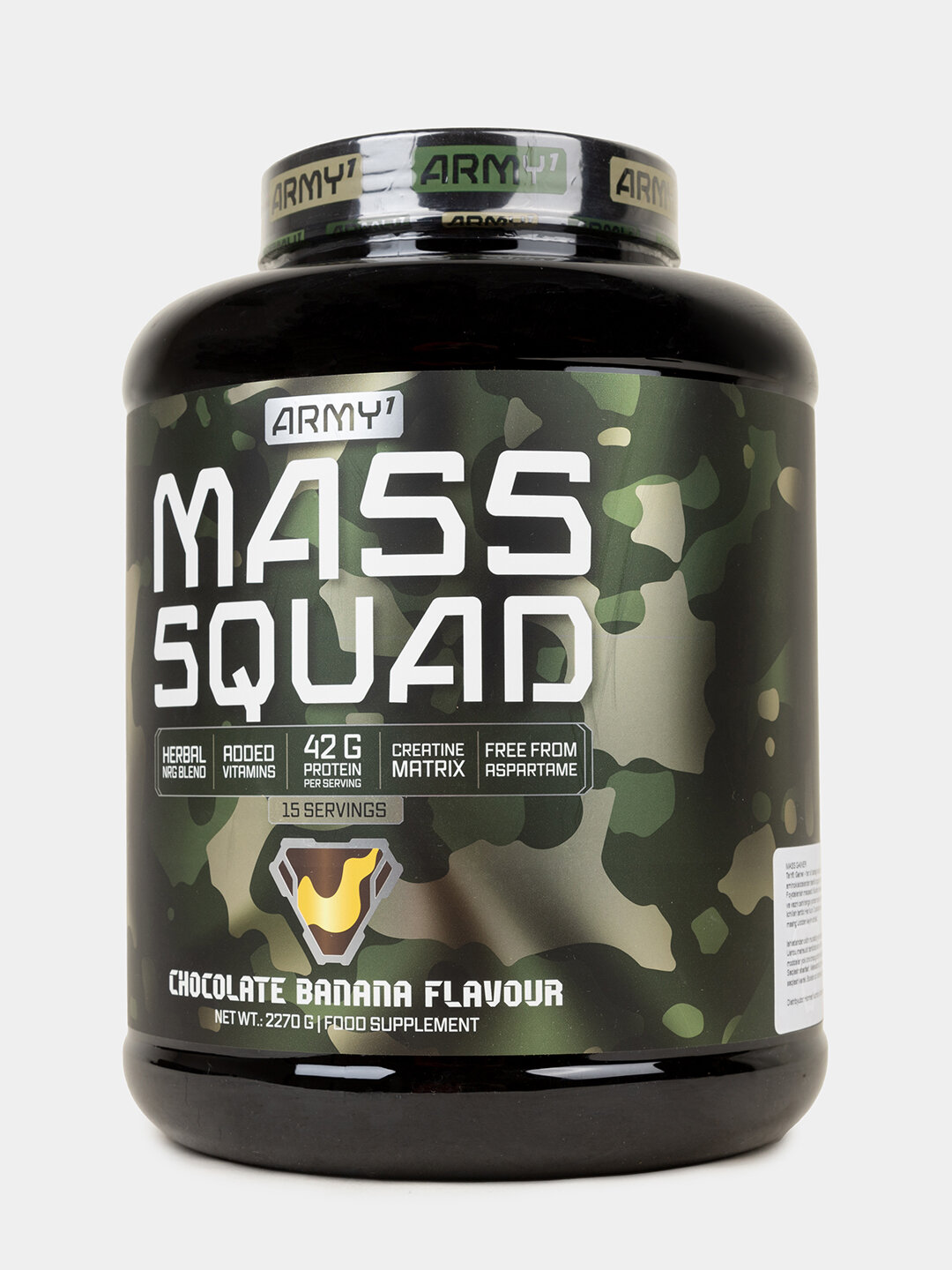 Гейнер Army1 "MASS SQUAD", шоколад, высокоуглеродный, 42 г белка, 2,270г