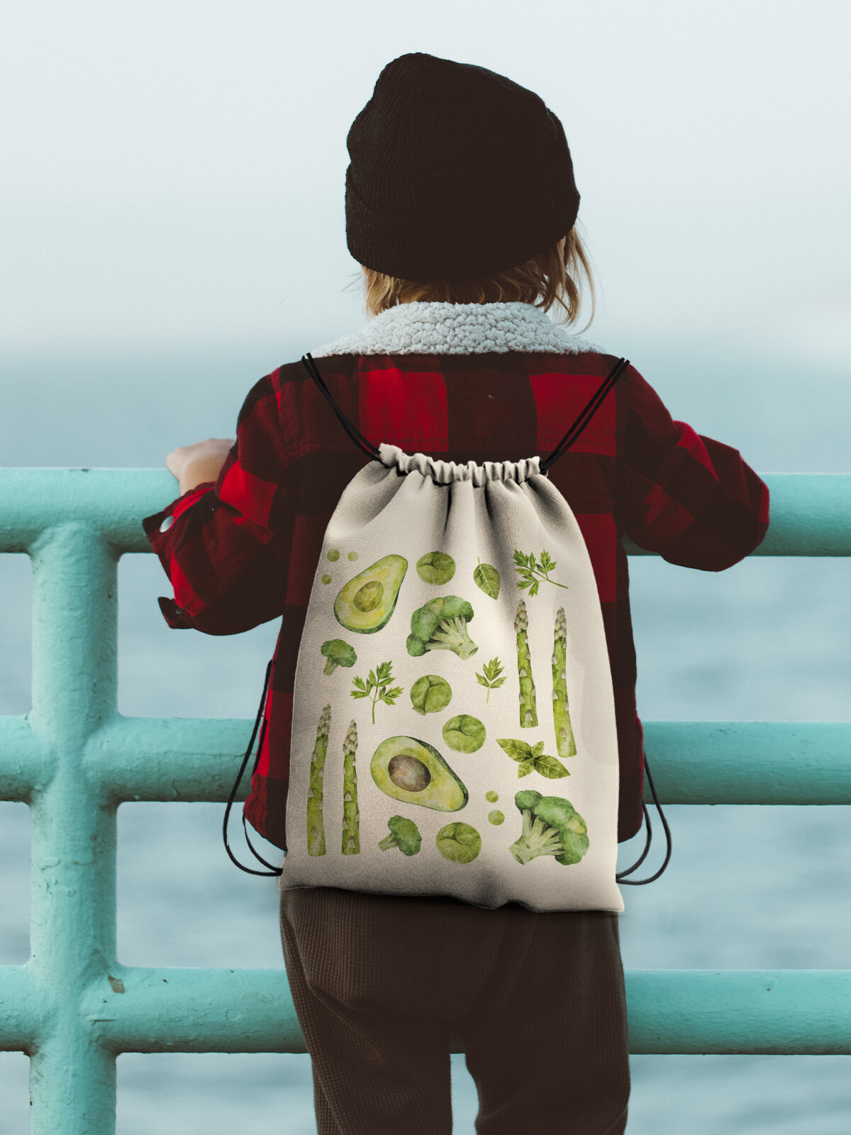 Сумка для сменной обуви Gerasim "Зеленые овощи", эко-ткань хлопок/полиэфир, 38х29х6 см