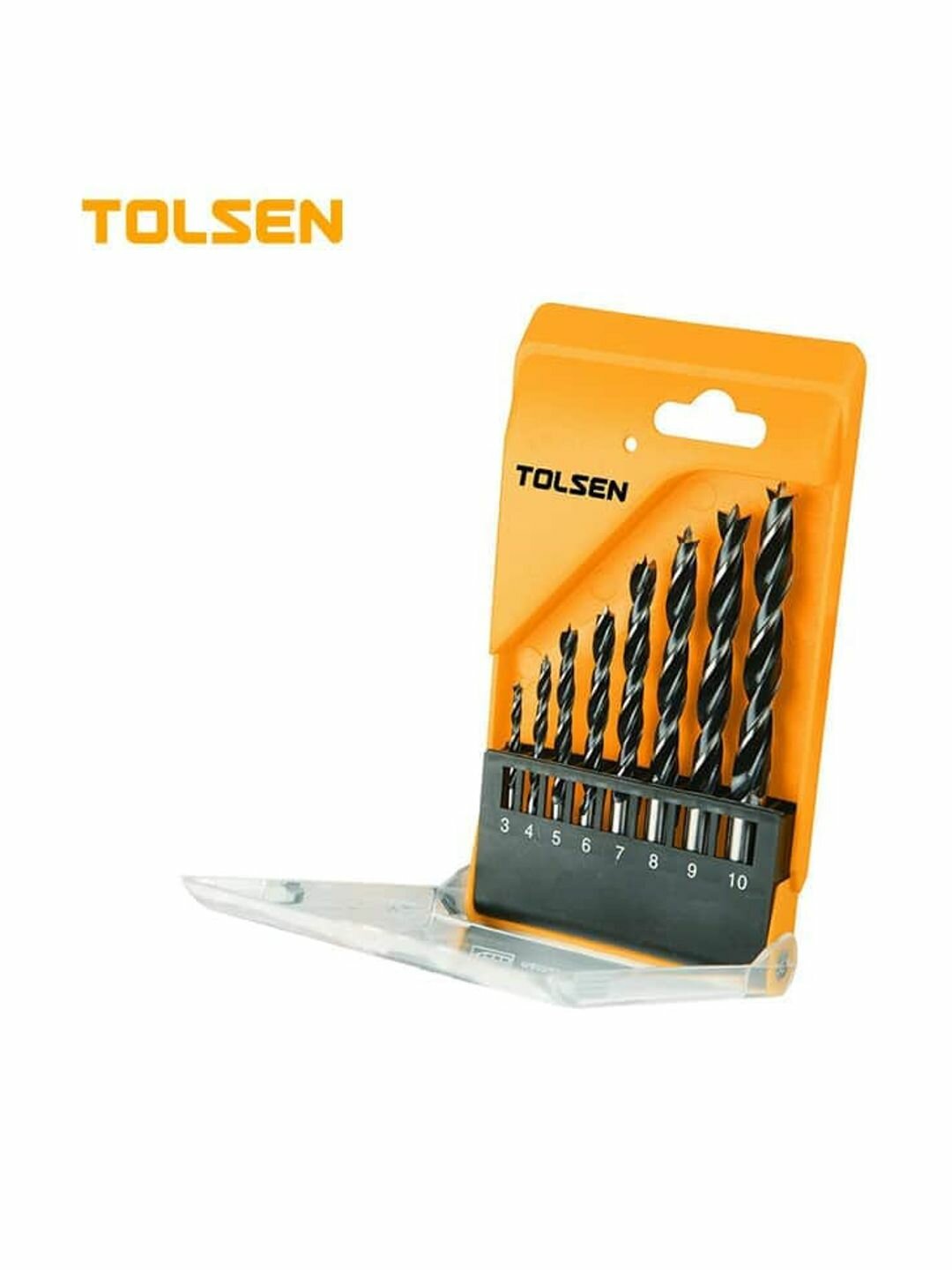 Набор сверл по дереву Industrial спиральных DIN 338, 3-10 мм, 8 шт, пласт. кассета TOLSEN 75626