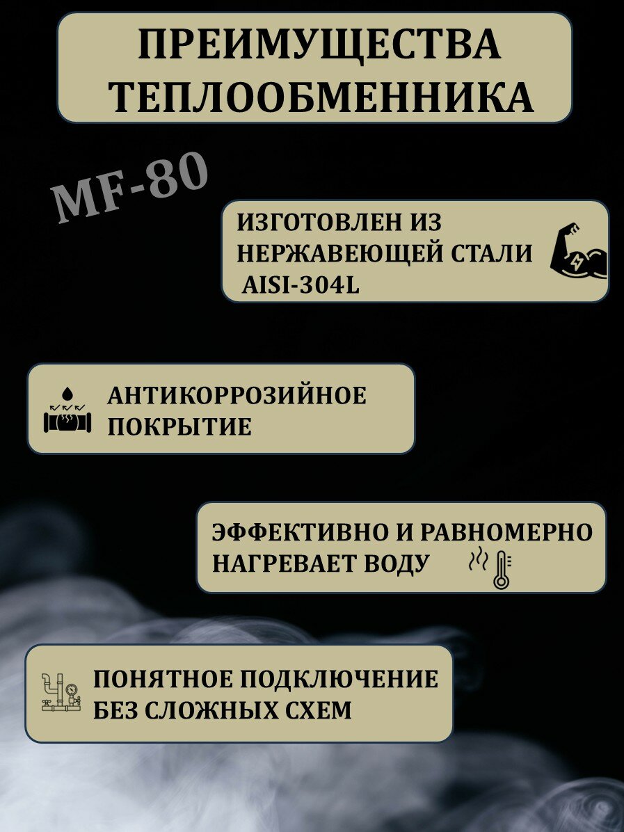 Теплообменник для бассейна MF-80 Water Faery, 28 кВт, нержавеющая сталь — фото 1