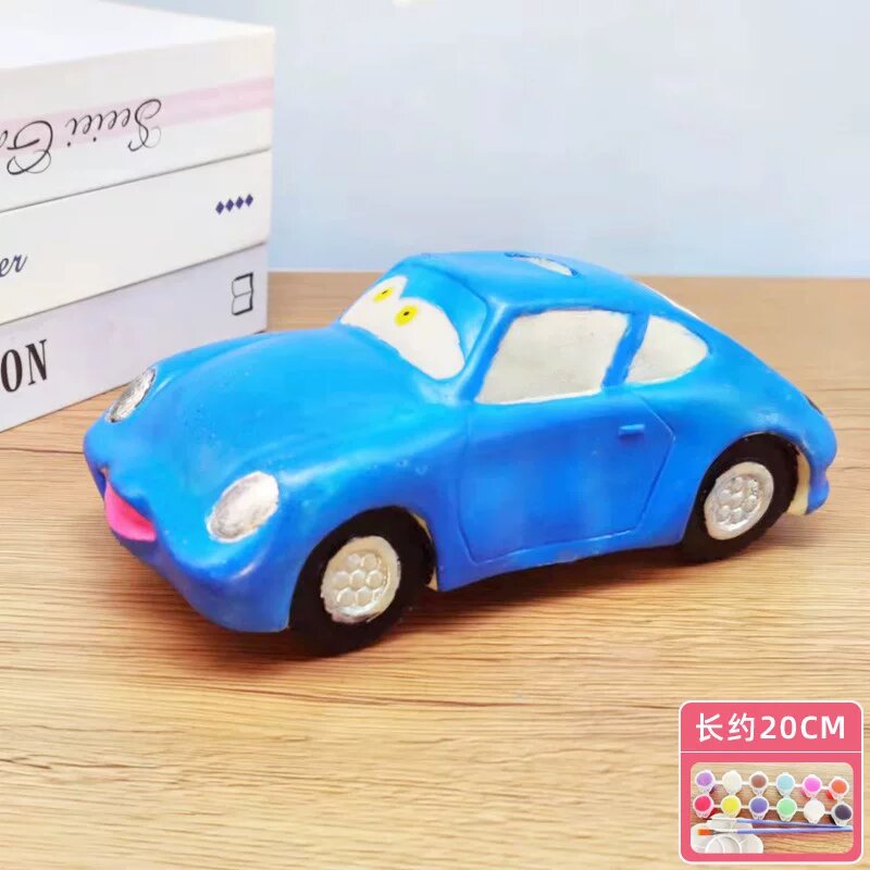 Синяя машинка для рисования, детская игрушка из прочной резины, нескользящее основание, простое рисование