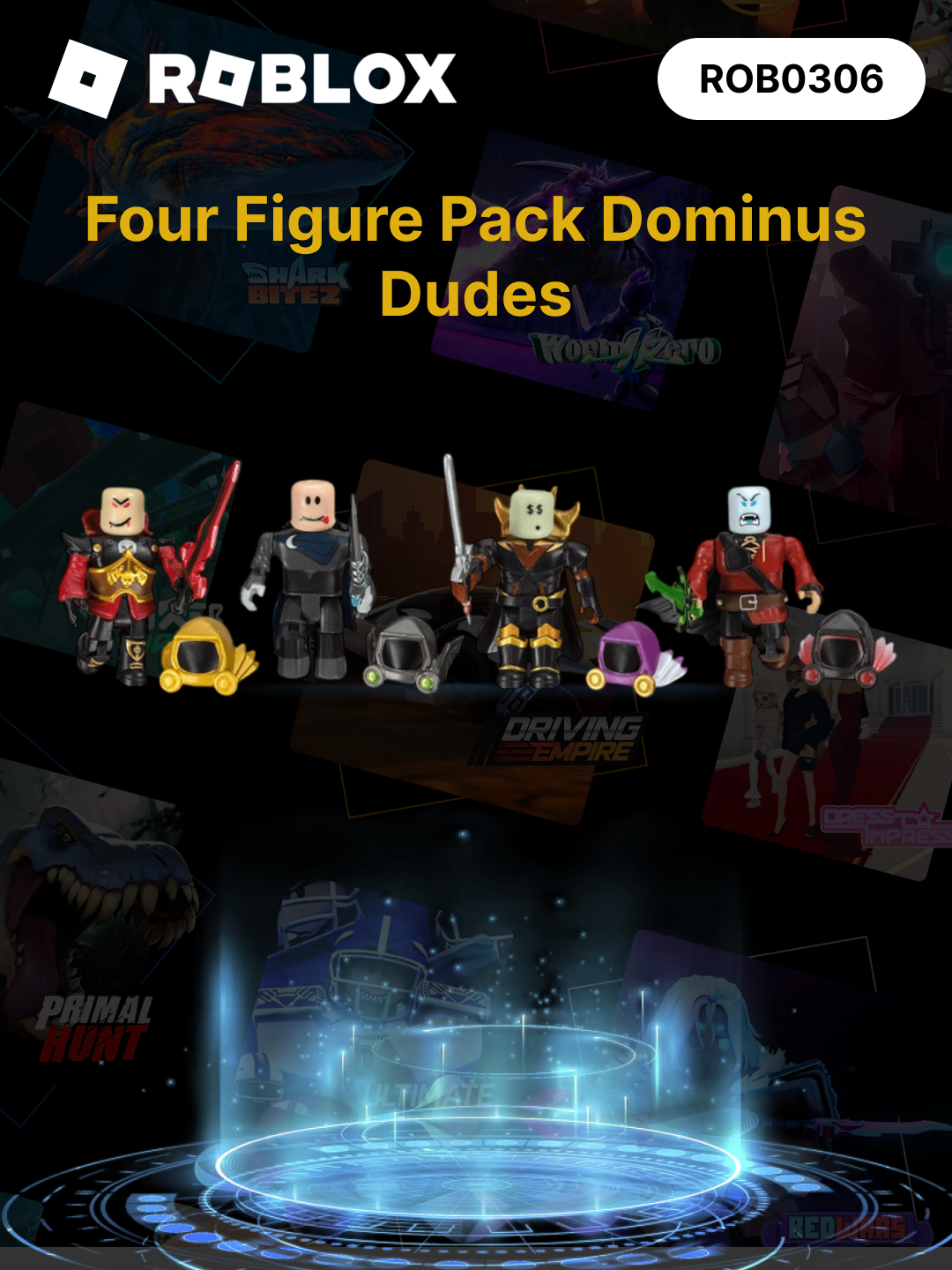 Игровой набор "Битва за Dominus Aureus" Roblox Corporation, 4 фигуры, пластик, мультиколор, ROB0306