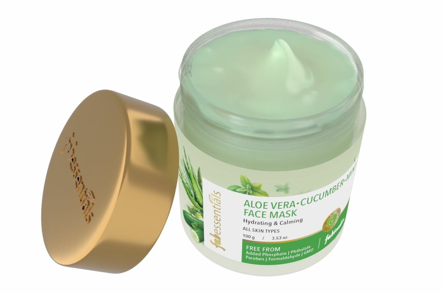 Маска для лица Алоэ вера, Огурец, Мята Fabessentials Face Mask 100 г — фото 1