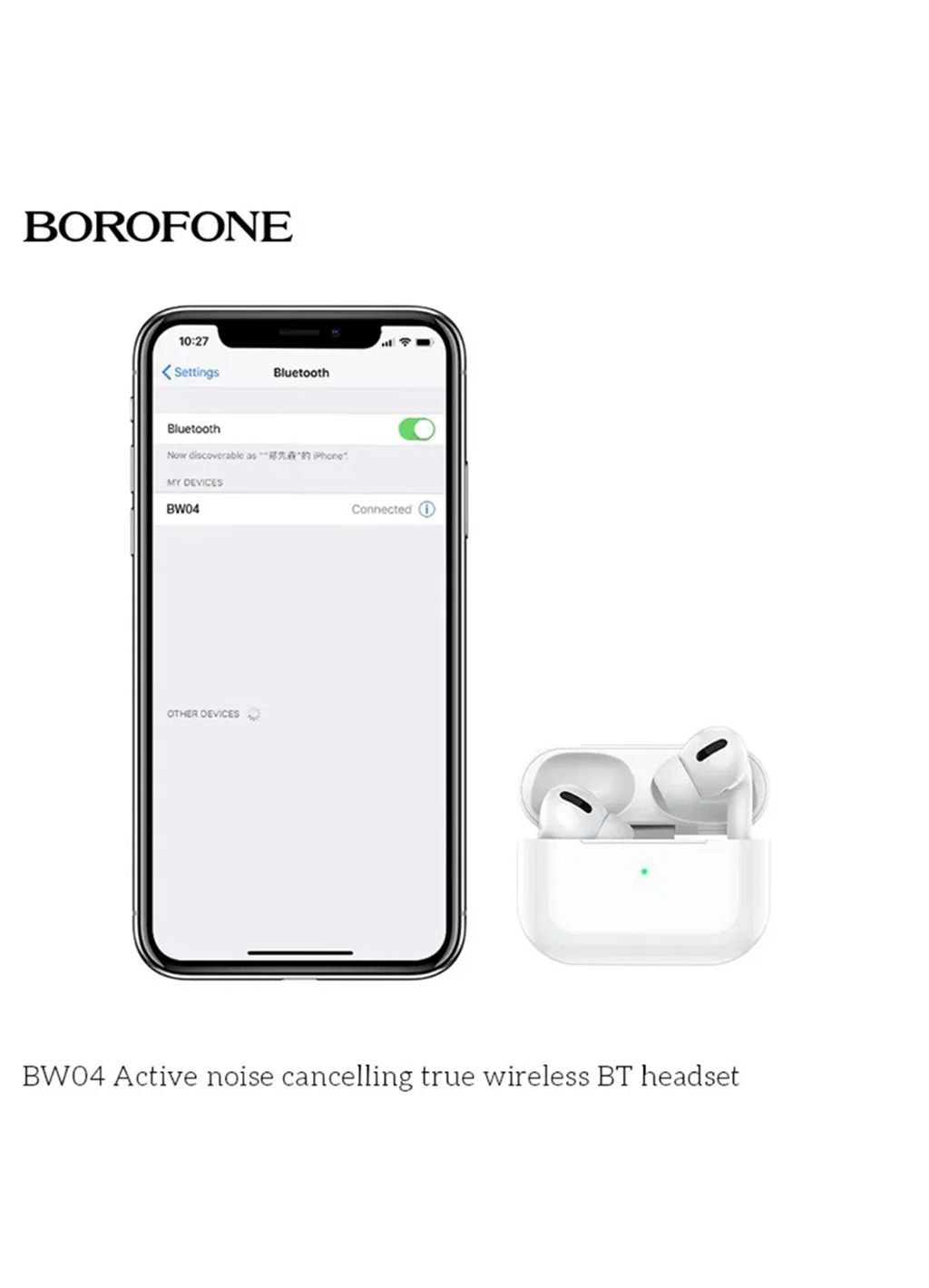 Наушники Borofone "BW04 ANC", с шумоподавлением, Bluetooth 5.1 — фото 1