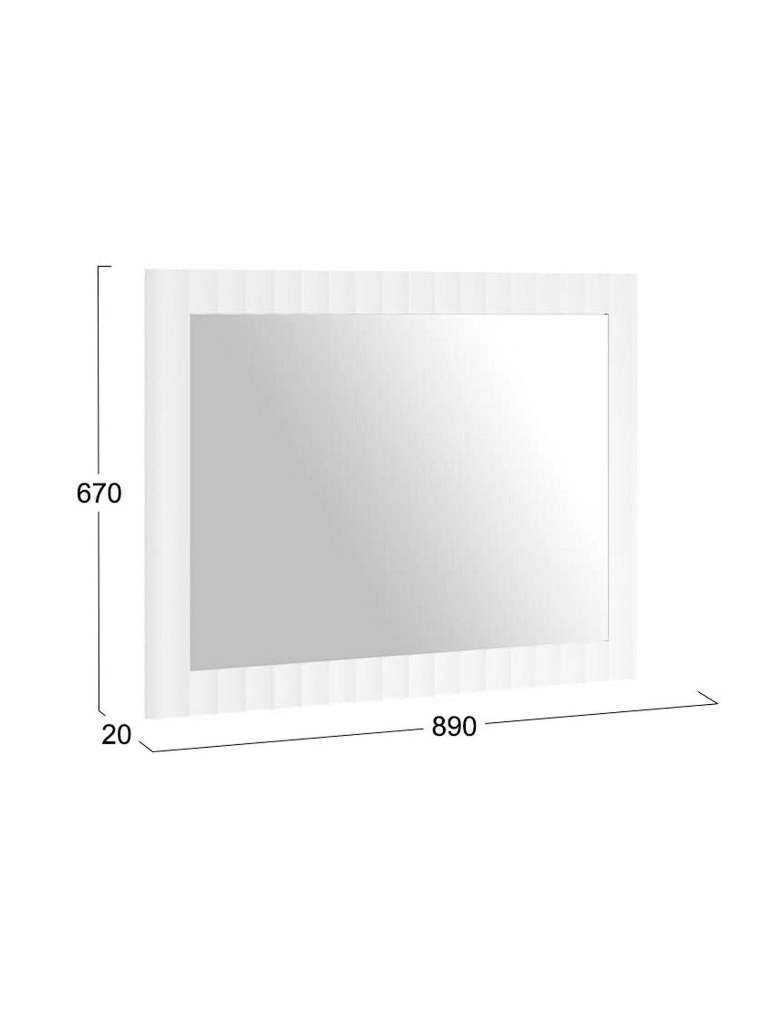 Зеркало настенное прямоугольное горизонтальное, Тиффани, белое, ТриЯ, ШхВхГ 89х67х2 см.