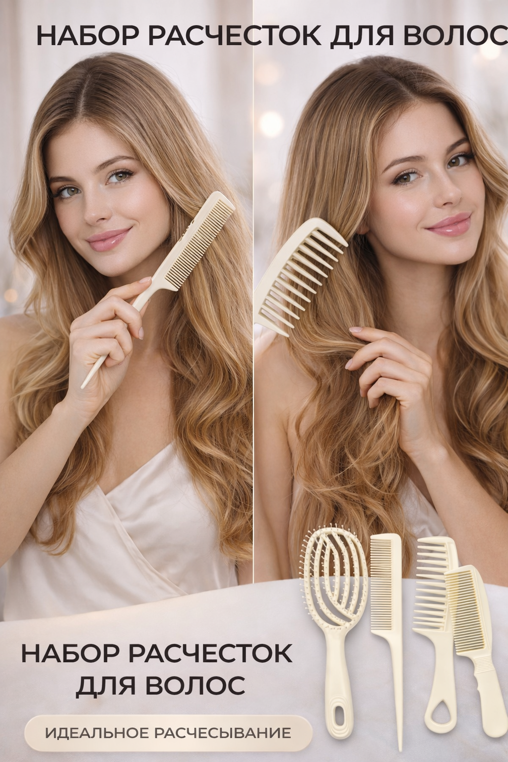 Комплект из 4 расчесок. Скелетная расческа. Для объёма, разделения, распутывания любого типа волос