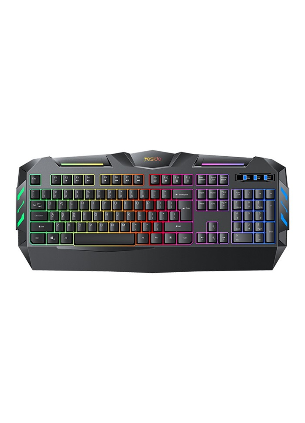 Игровая клавиатура Yesido KB21 RGB, 104 клавиши, эргономичный дизайн, механическое ощущение, кабель 1.5м