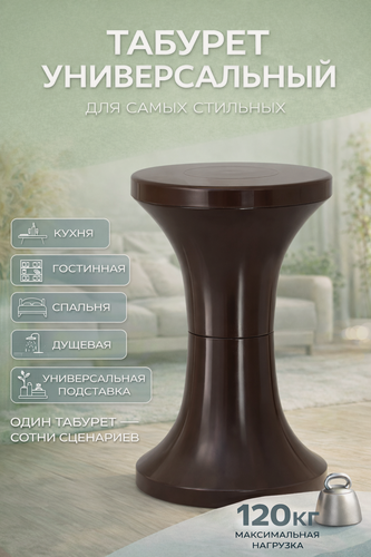 Изображение товара Табурет пластиковый складной DOMSIDE, коричневый