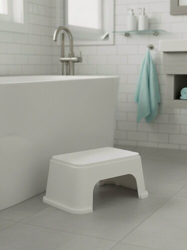 Изображение товара Табурет-подставка Альтернатива М8752, белый, прямоугольный, 335х250х157 мм. Удобная мебель для дачи и сада.