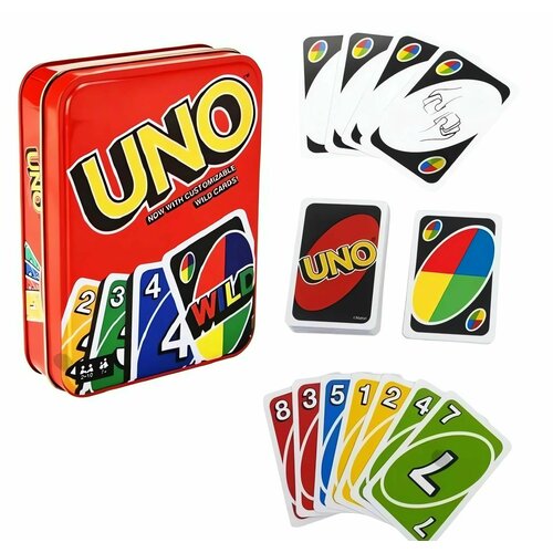 фото Настольная карточная игра uno классика (уно) в жестяной коробочке mattel